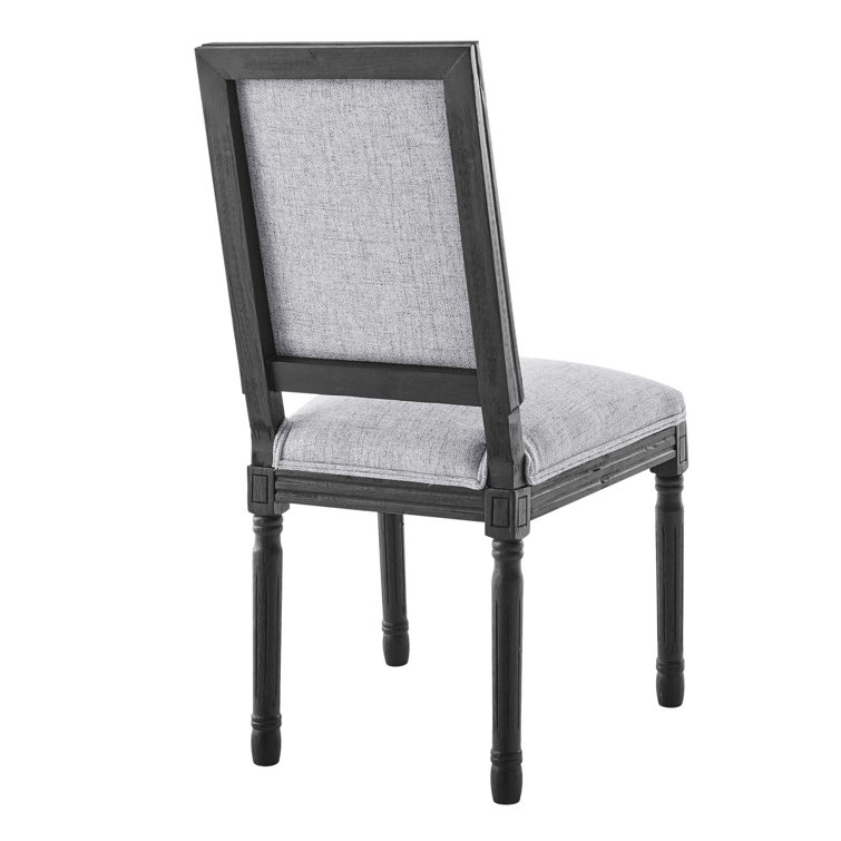 Black and Light Gray Upholstered Leather Side Chair with Wood Frame
