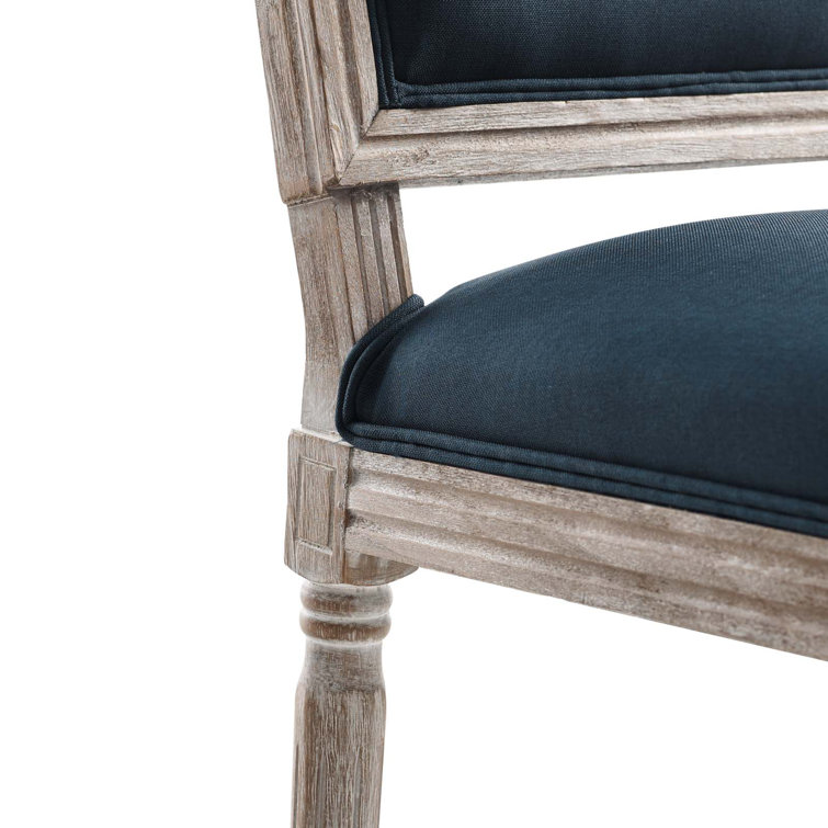 Natural Gray Vintage French Inspired Upholstered Leather Side Chair