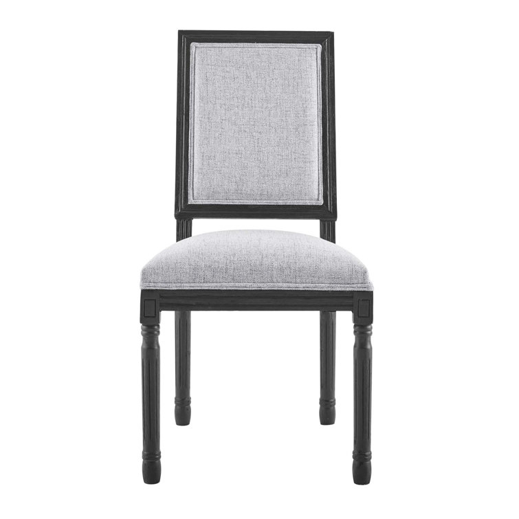 Black and Light Gray Upholstered Leather Side Chair with Wood Frame