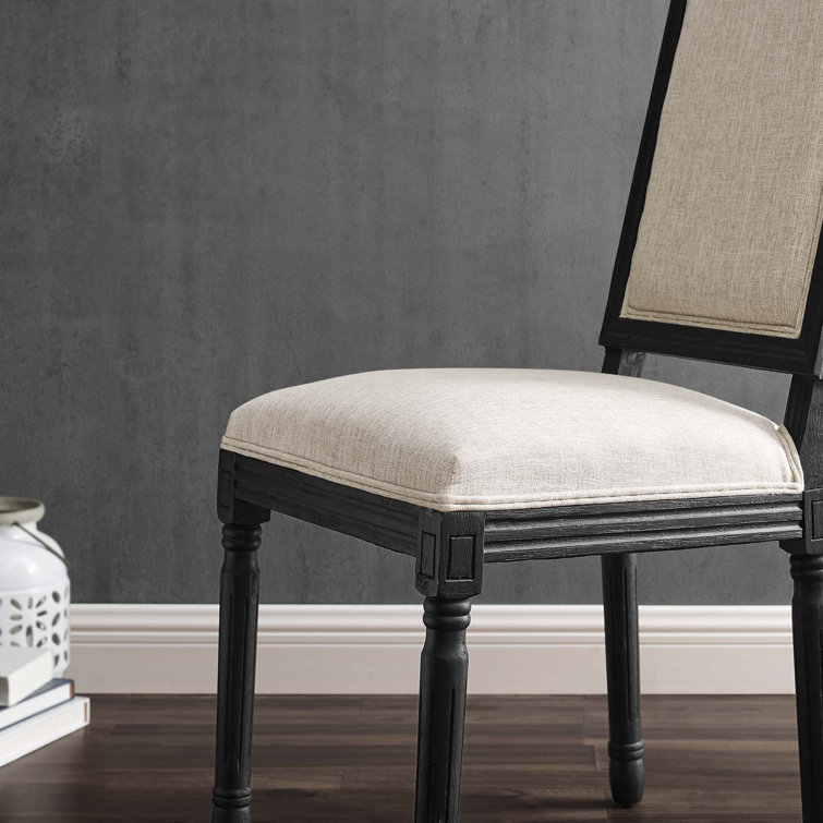 Black and Light Gray Upholstered Leather Side Chair with Wood Frame