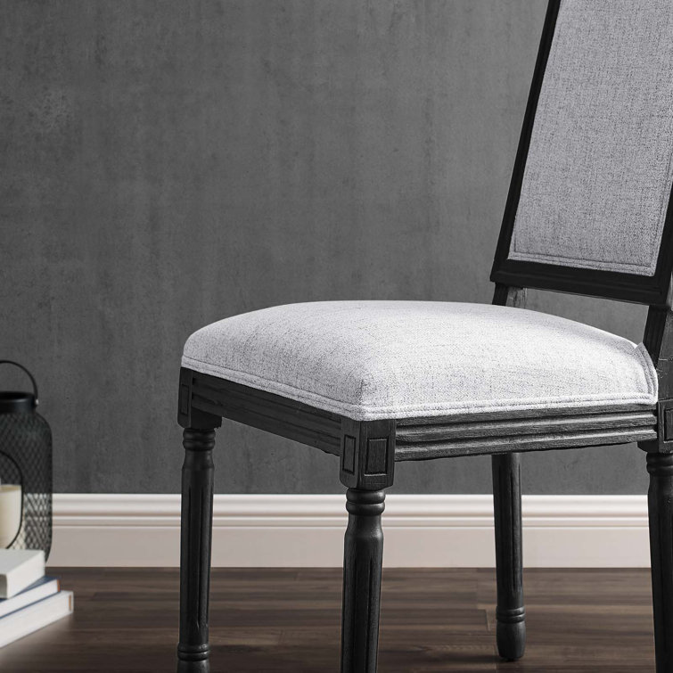 Black and Light Gray Upholstered Leather Side Chair with Wood Frame