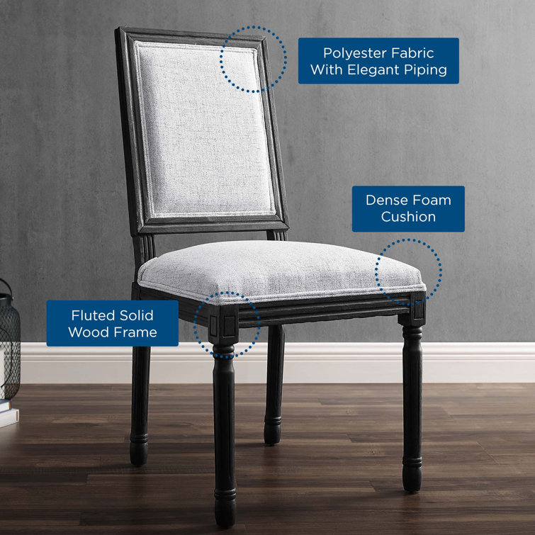 Black and Light Gray Upholstered Leather Side Chair with Wood Frame