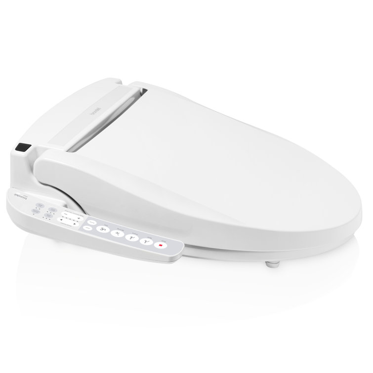 White Elongated Sidearm Bidet Seat with Warm Air Dryer