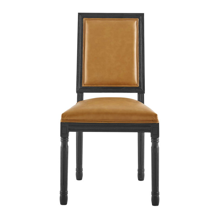 Black and Light Gray Upholstered Leather Side Chair with Wood Frame