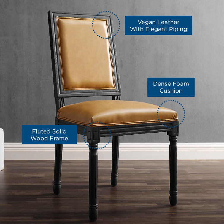 Black and Light Gray Upholstered Leather Side Chair with Wood Frame