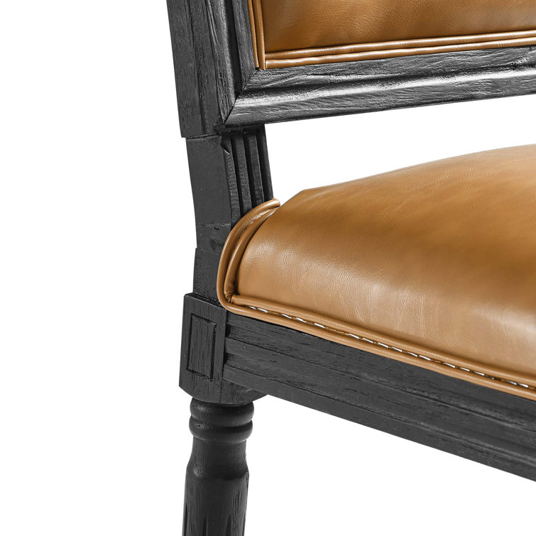 Black and Light Gray Upholstered Leather Side Chair with Wood Frame