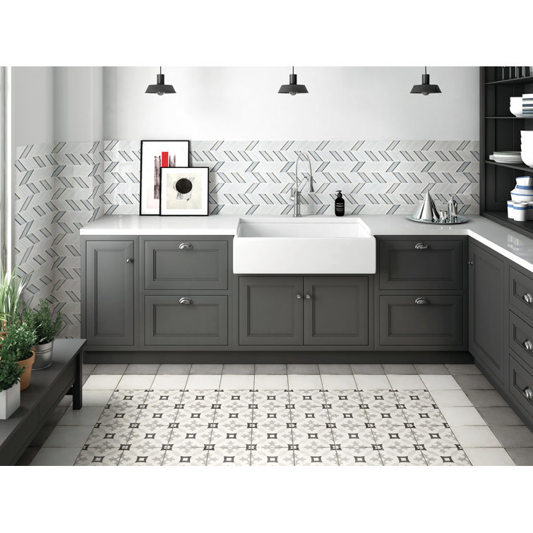 Gold and White Glass Chevron Mosaic Wall Tile