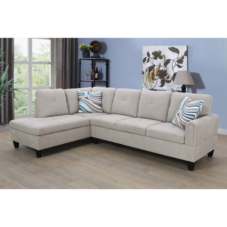 Gray Linen Blend 2-Piece Upholstered Sectional Sofa with Chaise