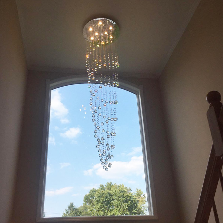 Sima 9-Light Chrome and Crystal Spiral Chandelier