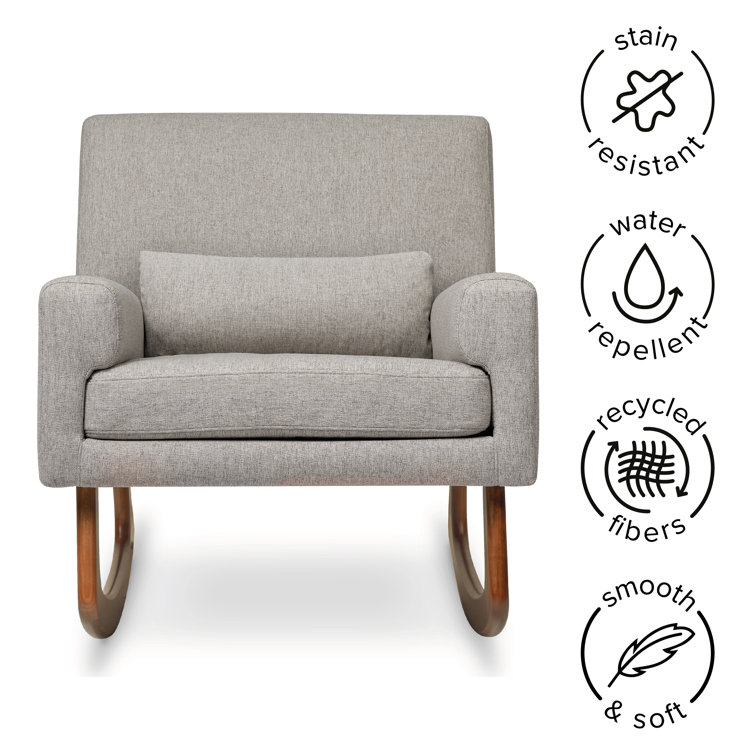 Sleepytime Tan Vegan Leather & Walnut Nursery Rocker