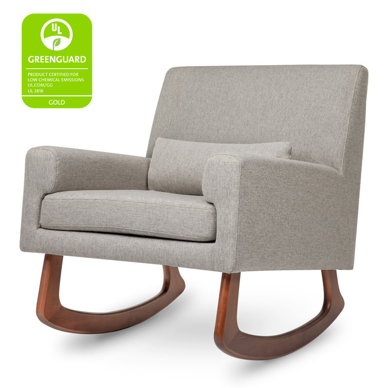 Sleepytime Tan Vegan Leather & Walnut Nursery Rocker