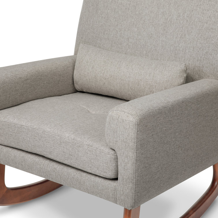 Sleepytime Tan Vegan Leather & Walnut Nursery Rocker