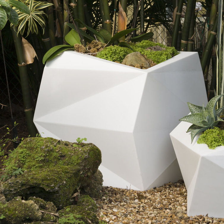 White Origami Resin Indoor/Outdoor Planter, 23" Wide