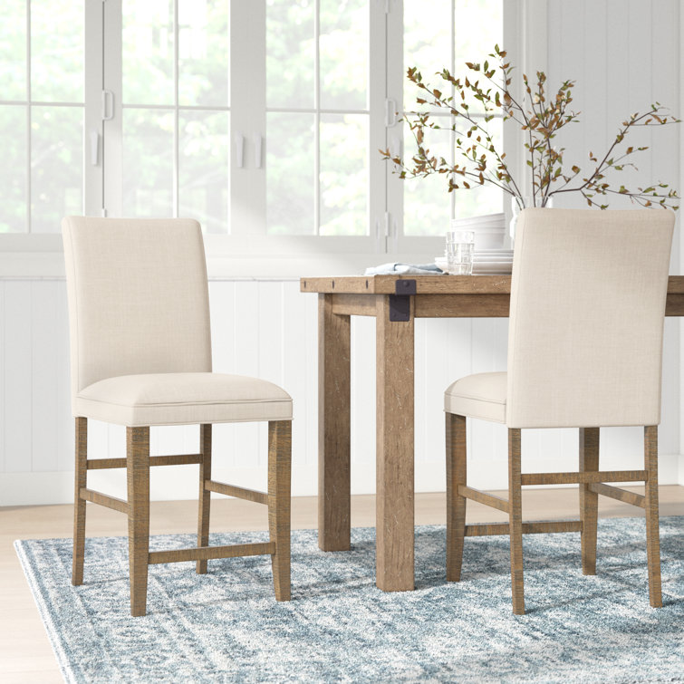 Carlyle Crossing Cream Upholstered Counter Stool in Distressed Pine