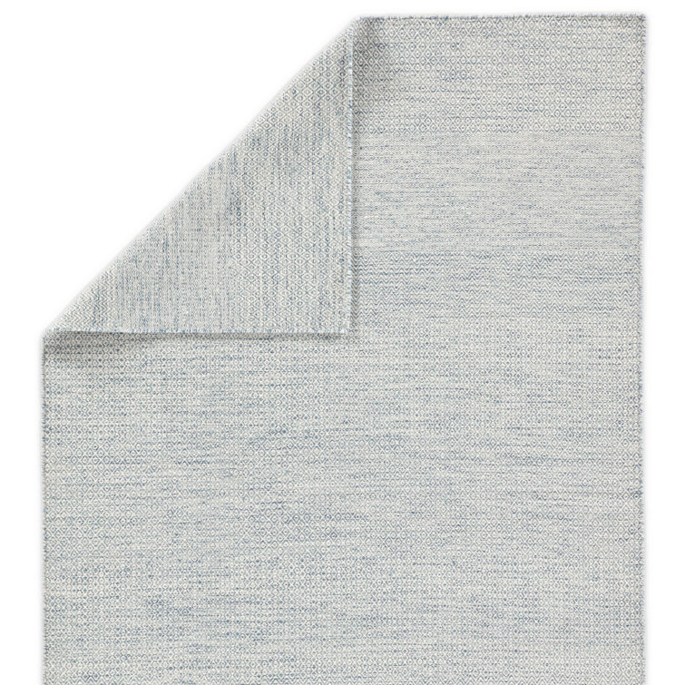 Light Blue Wool Trellis Flat Woven Reversible Rug 2'6"x10'
