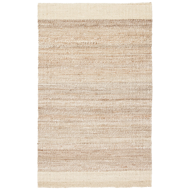 Handmade Ivory and Natural Jute Striped Rectangular Area Rug 6' x 9'