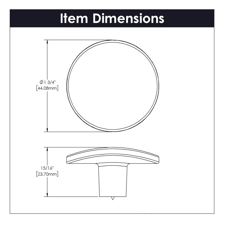Brushed Golden Brass Round Knob with Mounting Hardware