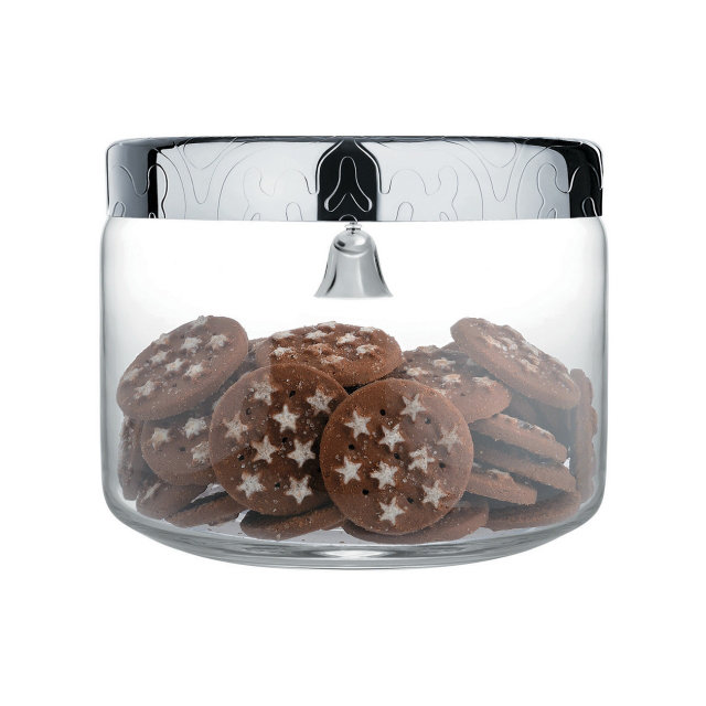 Silver and Glass Biscuit Jar with Bell Lid