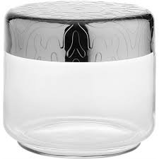 Clear Glass Kitchen Jar with Ornate Silver Lid