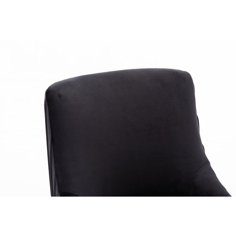 Black Velvet Upholstered Side Chair with Silver Metal Legs