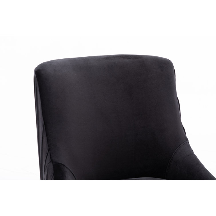 Black Velvet Upholstered Side Chair with Silver Metal Legs