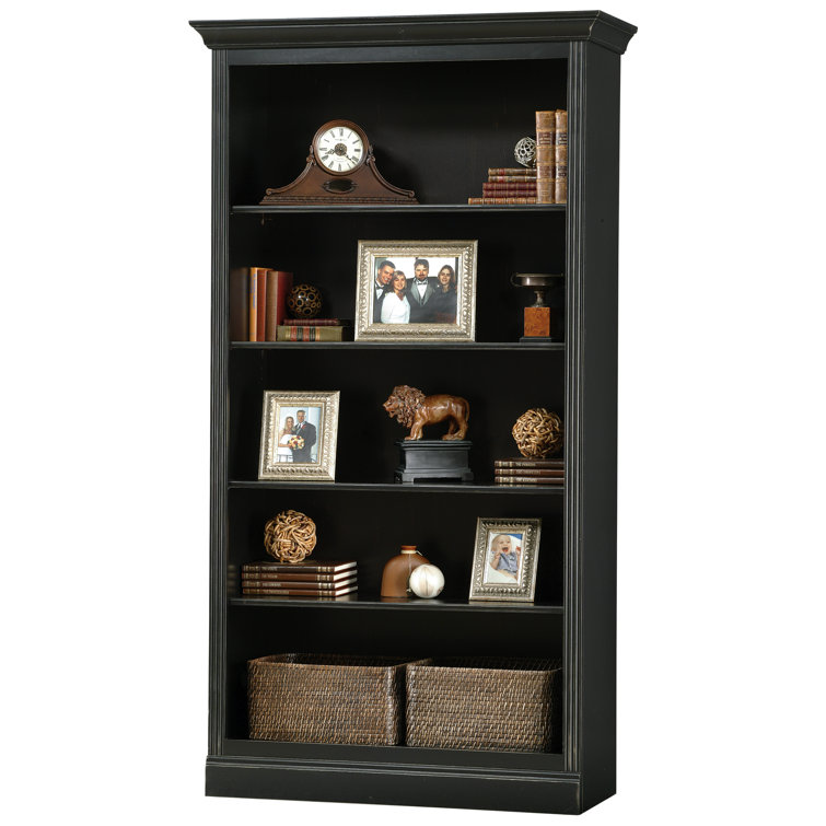 Antique Black Adjustable Wood Tall Bookcase