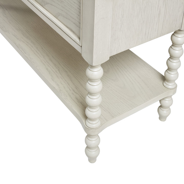 Antique White Acacia Double Drawer Chest with Spindle Legs