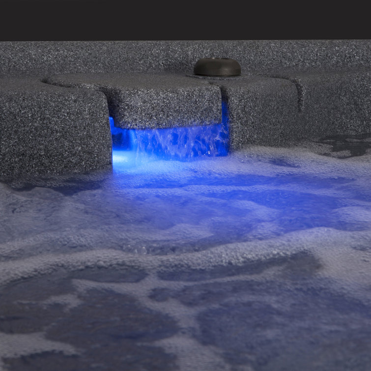 Brownstone 5-Person Rectangle Plug & Play Hot Tub with LED Waterfall