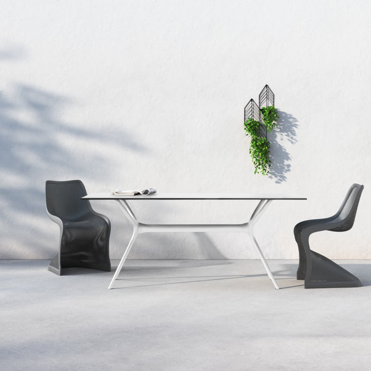 Farrah White Rectangular Plastic Outdoor Dining Table