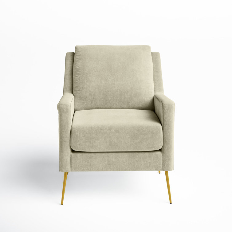 Mid-Century Modern Cream Accent Chair with Gold Legs