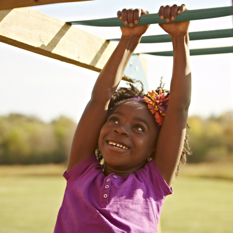 Green Powder-Coated Steel Monkey Bars for Kids