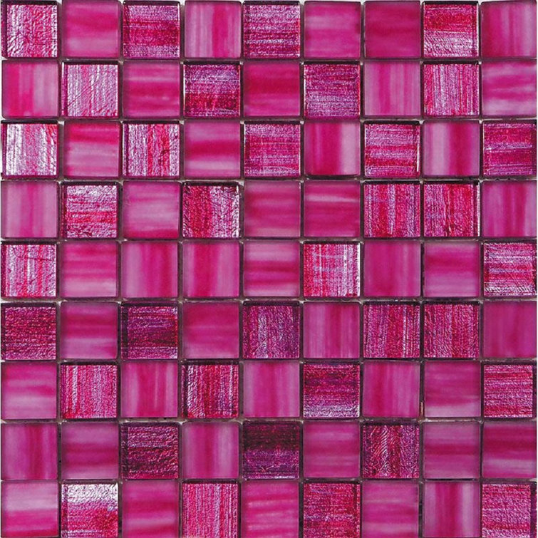 Nirvana Pink Polished Glass Mosaic Tile 12" x 12"
