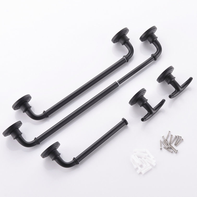 Matte Black Stainless Steel 5-Piece Bathroom Hardware Set