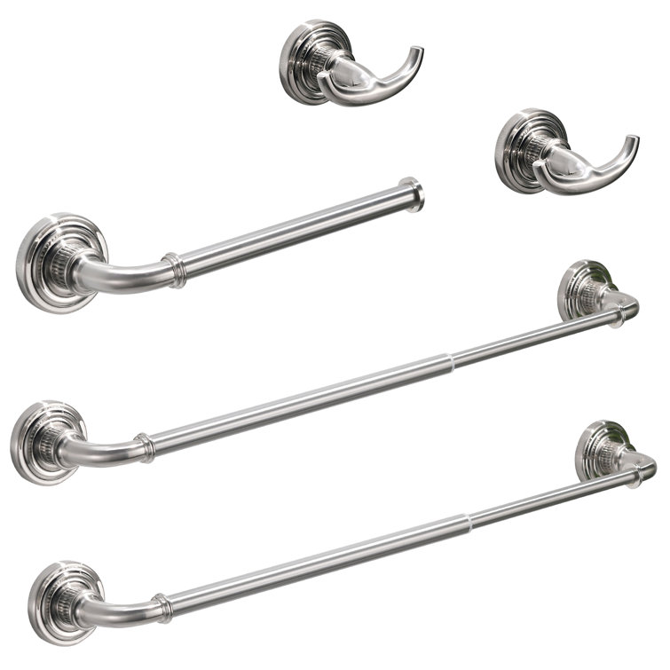 Brushed Nickel 5-Piece Stainless Steel Bathroom Hardware Set