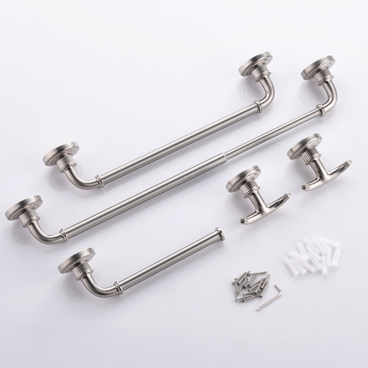 Brushed Nickel 5-Piece Stainless Steel Bathroom Hardware Set