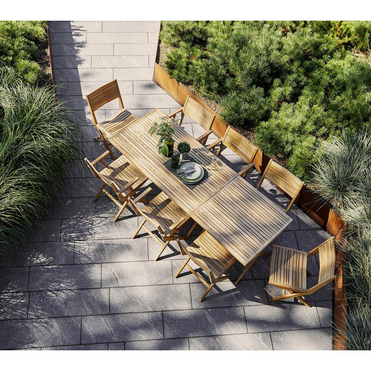 Teak Folding Outdoor Dining Table with Slatted Design