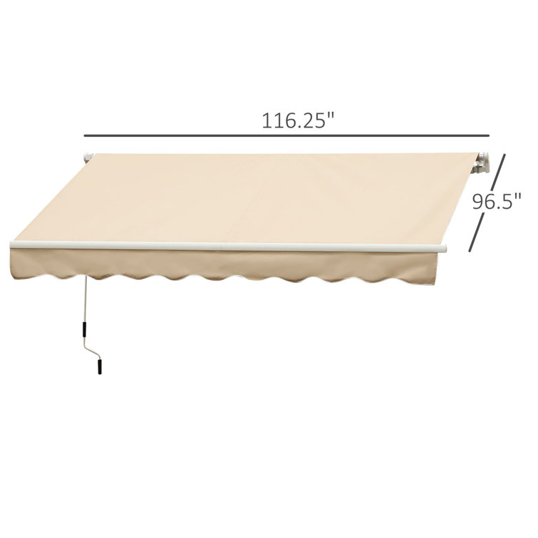 Beige 13' x 8' Retractable Patio Awning with Aluminum Frame