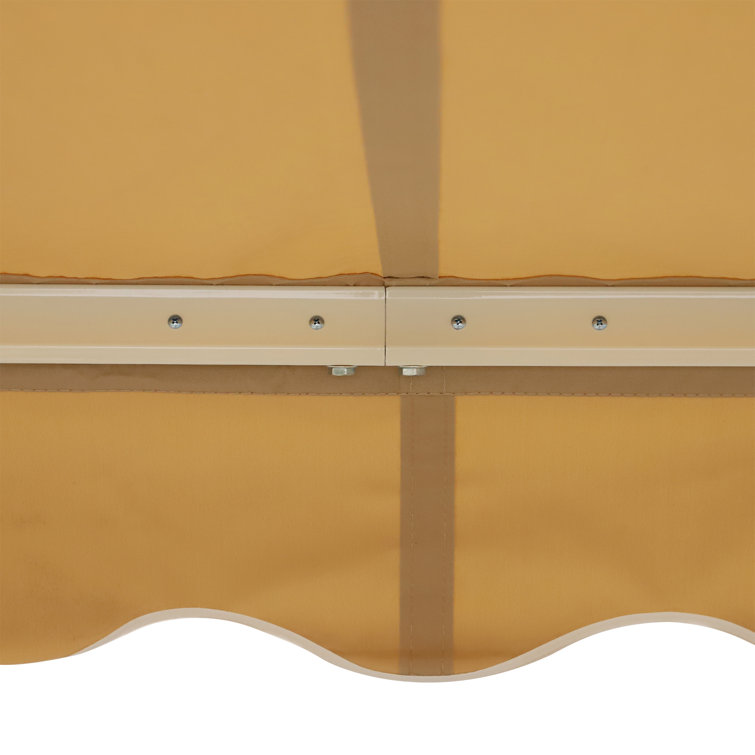 Beige 13' x 8' Retractable Patio Awning with Aluminum Frame