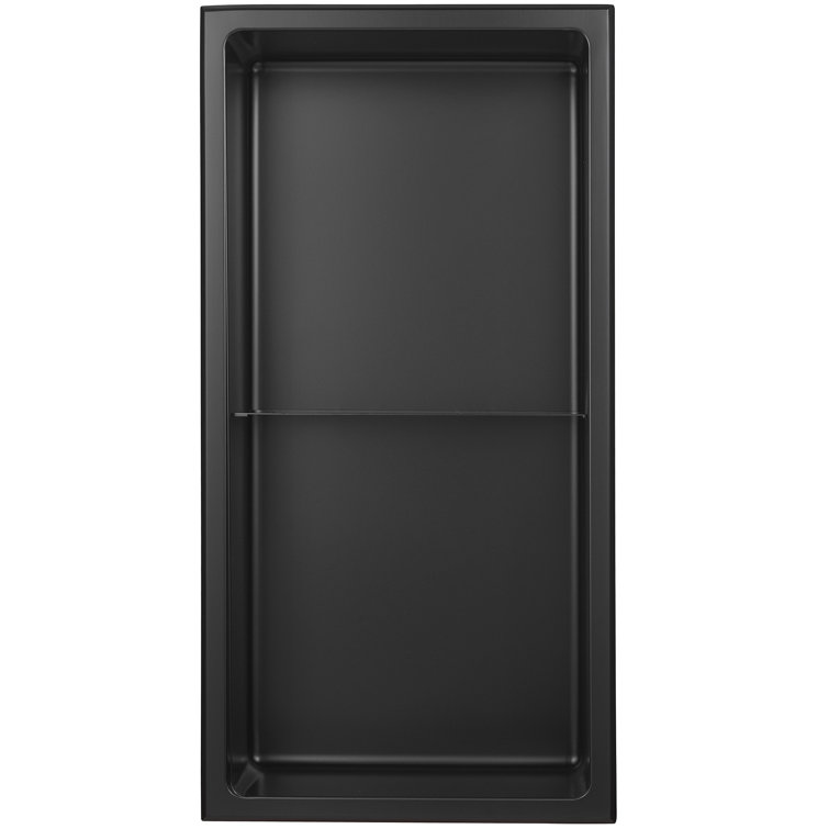 Matte Black Stainless Steel Double Shelf Shower Niche
