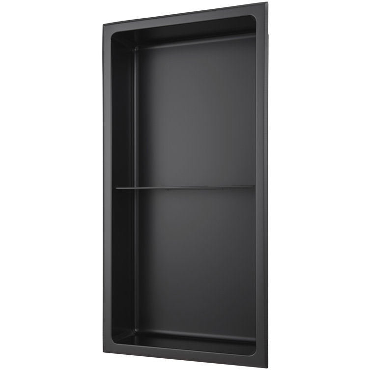 Matte Black Stainless Steel Double Shelf Shower Niche