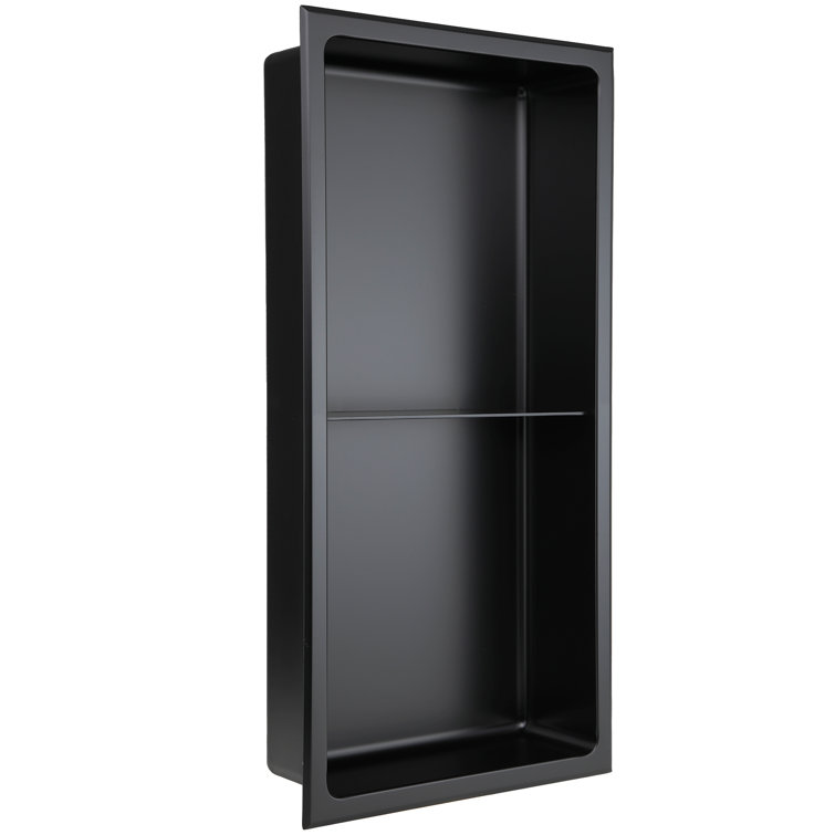 Matte Black Stainless Steel Double Shelf Shower Niche