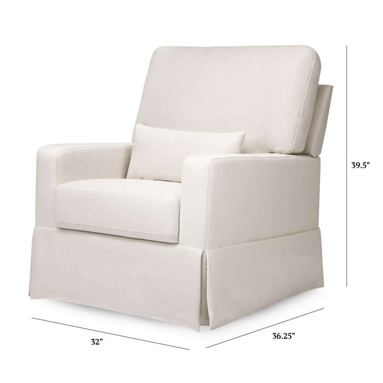 Cream Eco-Weave Swivel Glider Chair with Wood Base