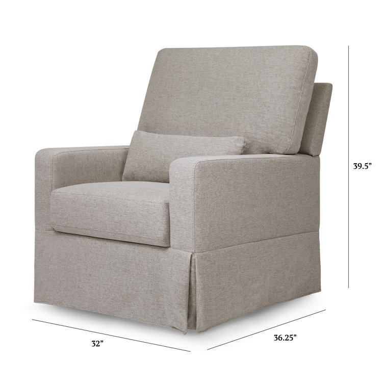 Gray Performance Fabric Swivel Glider with Pillowback Cushion