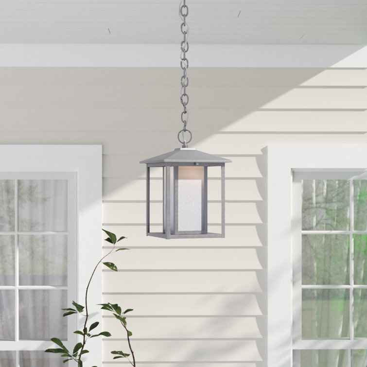 Weathered Pewter 13.75" Transitional LED Outdoor Hanging Lantern