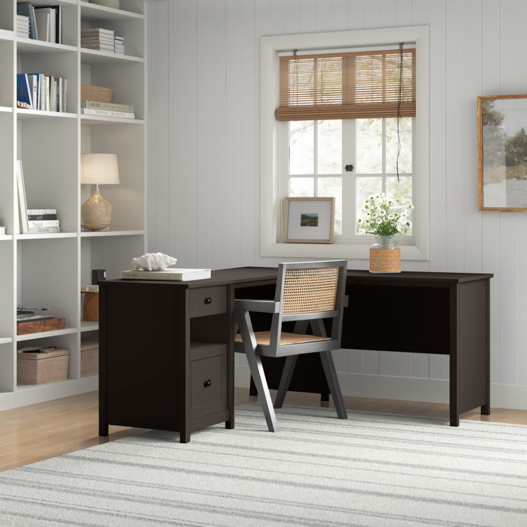 Estate Black L-Shaped Executive Desk with File Drawer