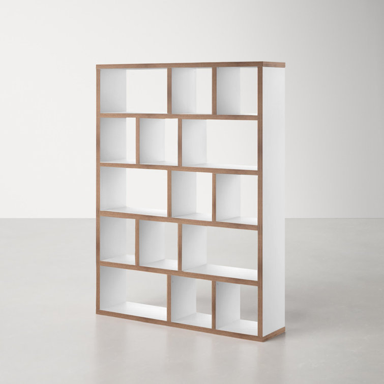 Berlin Pure White 59" Wide 5-Level Plywood Geometric Bookcase