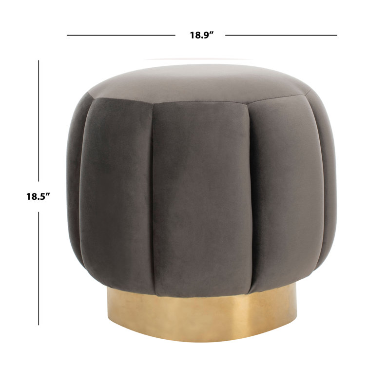 Maxine Transitional Gray Velvet Round Storage Ottoman
