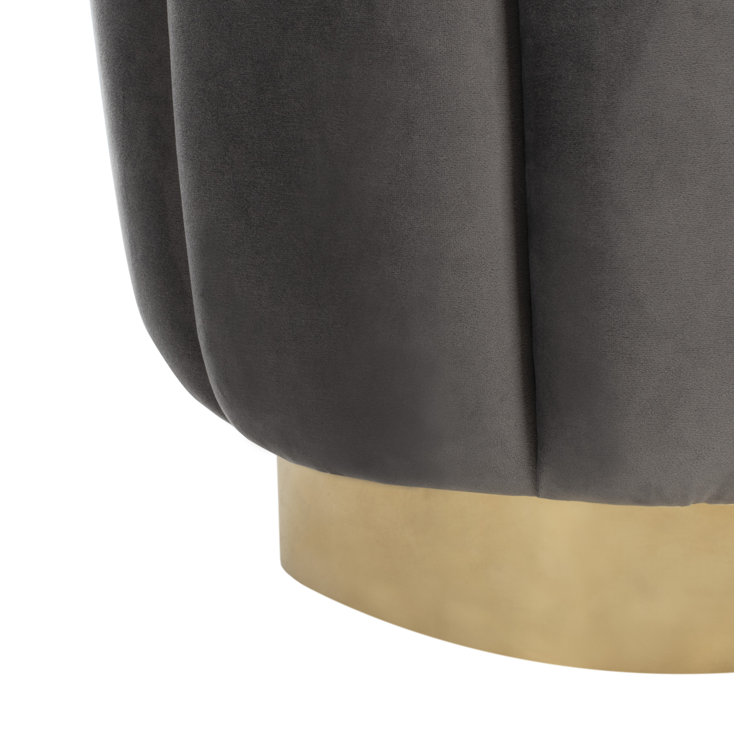 Maxine Transitional Gray Velvet Round Storage Ottoman