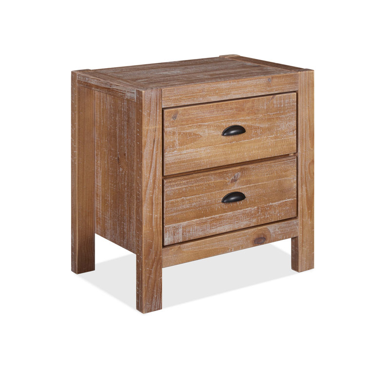 Montauk Driftwood Solid Pine 2-Drawer Nightstand