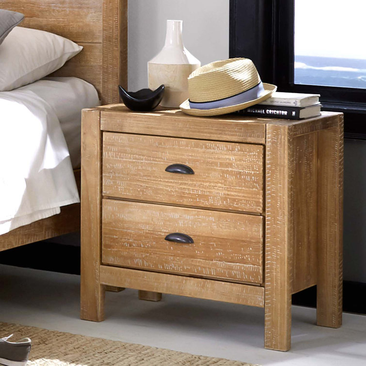 Montauk Driftwood Solid Pine 2-Drawer Nightstand